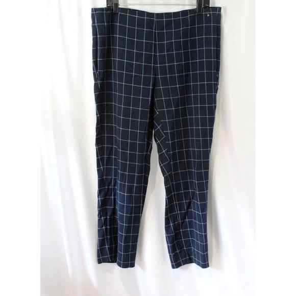 J Jill Womens Blue Plaid Essential Cotton Stretch Pull On Pants 16 Tall - Picture 1 of 5